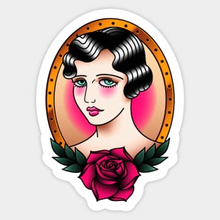 American Traditional Flapper Portrait Sticker